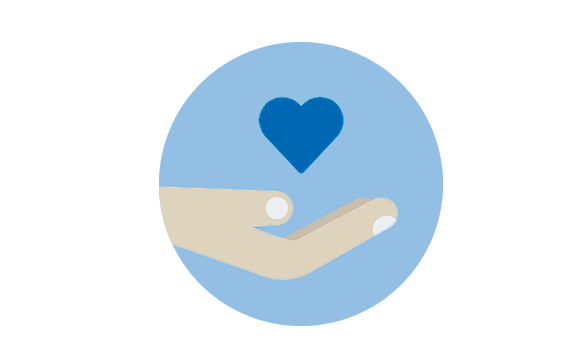 icono mano con corazón